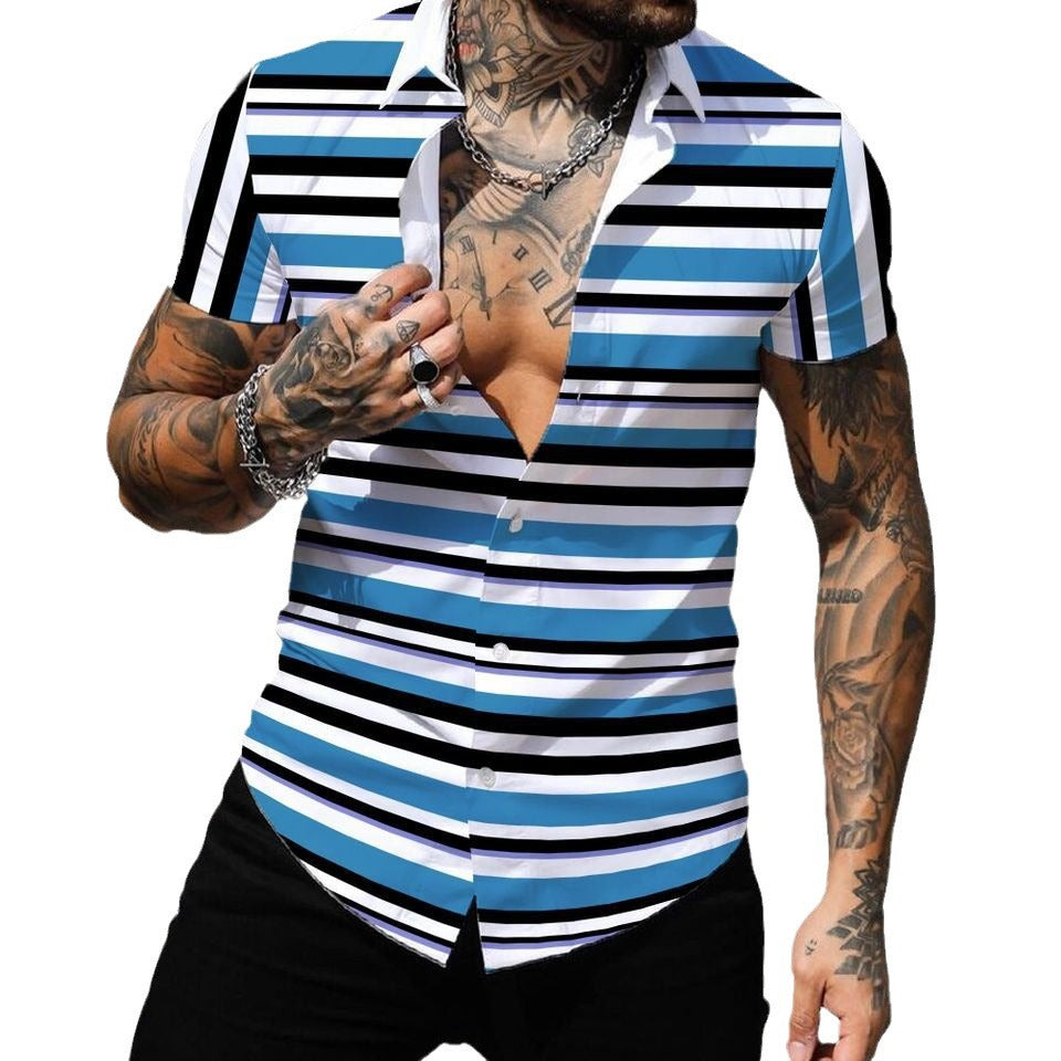 2023 Men's Fashion 3D Printed Short Sleeve Shirt Karis Fashions
