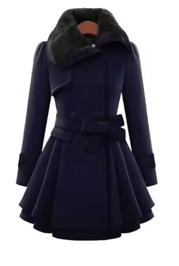 Women's Slim Double-Breasted Wool Coat – Mid-Length & Padded Karis Fashions
