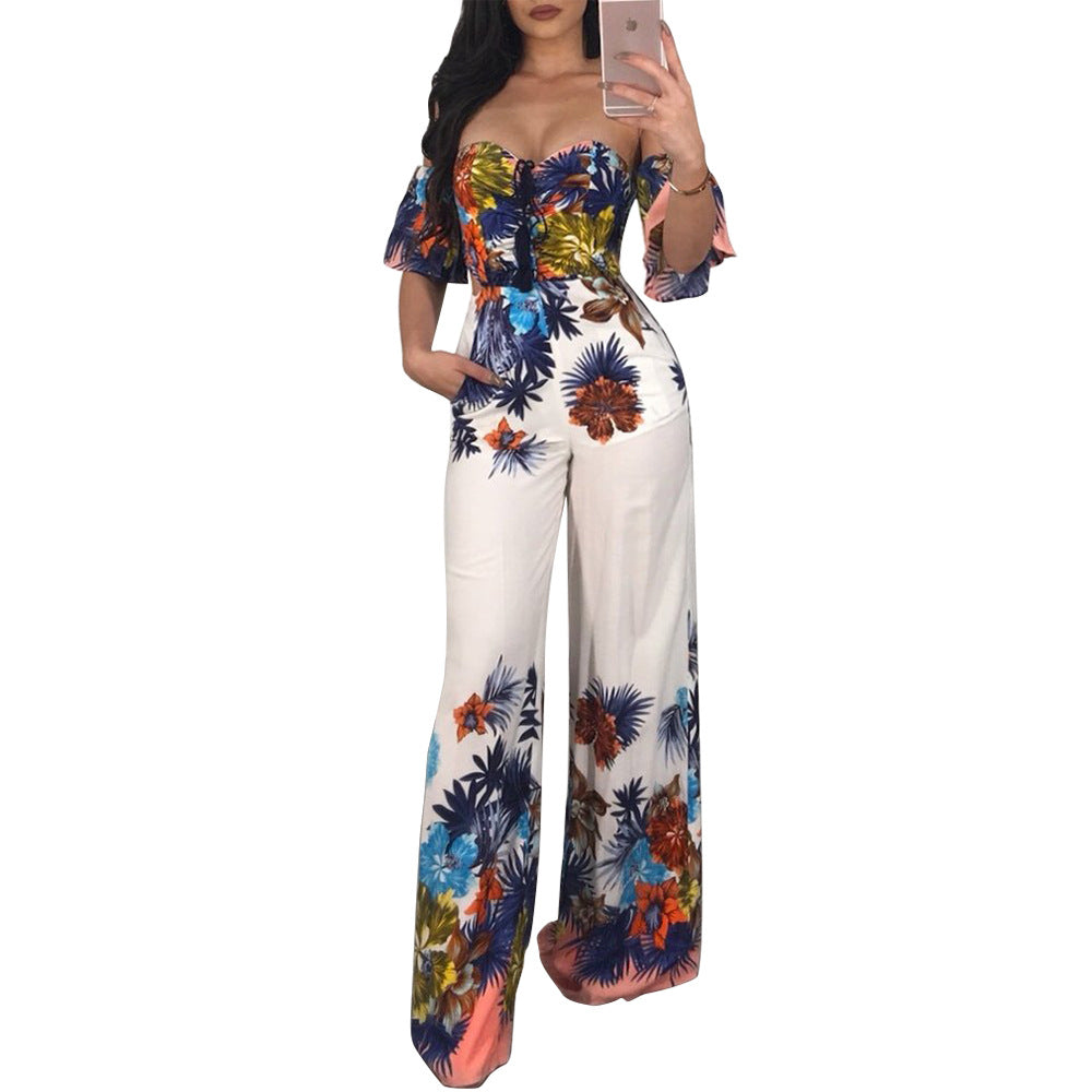 Backless Printed Jumpsuit - Women's Fashion Outfit Karis Fashions
