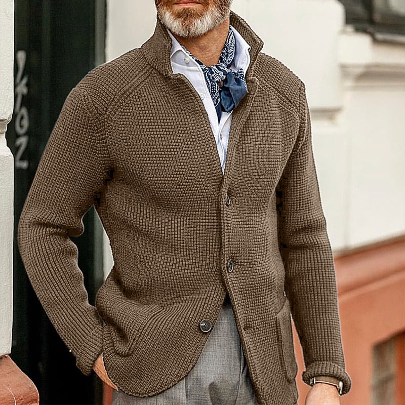 Men's Knitted Jacket with Stand Up Collar Cardigan Karis Fashions
