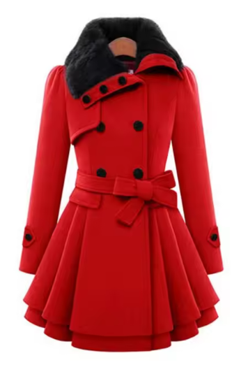 Women's Slim Double-Breasted Wool Coat – Mid-Length & Padded Karis Fashions
