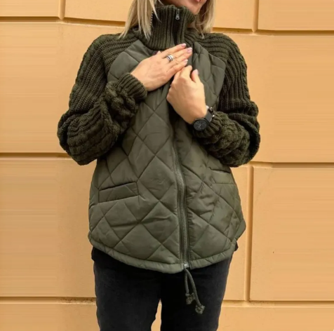 Stand Collar Cotton Jacket with Pockets – Women’s Winter Zip-Up Coat Karis Fashions