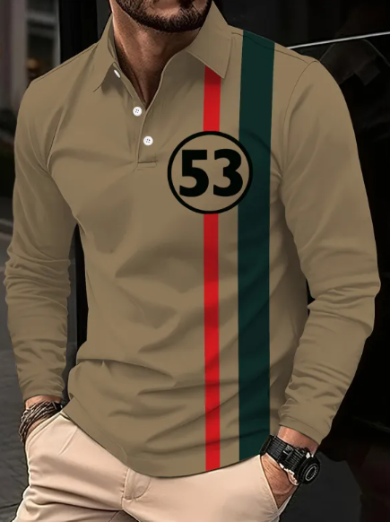 Men's 3D Digital Print Lapel Short Sleeve Polo Shirt Karis Fashions