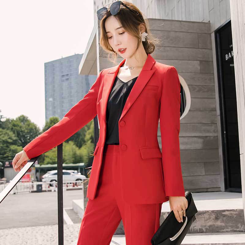 Red Women's Suit Set - Fashionable Work Attire 2020 Karis Fashions