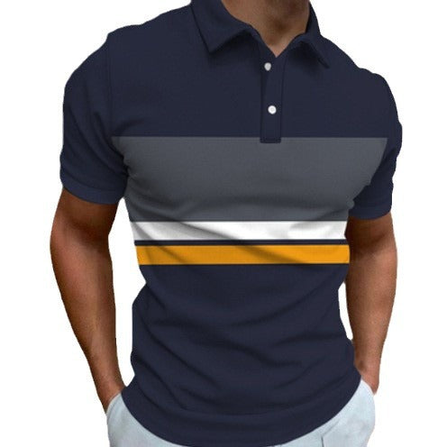Men's 3D Digital Print Fashion Striped Polo Shirt Karis Fashions
