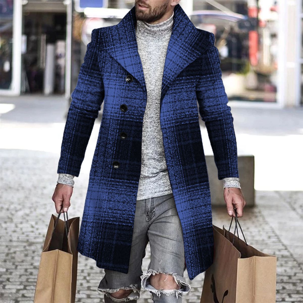 3D Printed Men's Woolen Lapel Jacket Karis Fashions