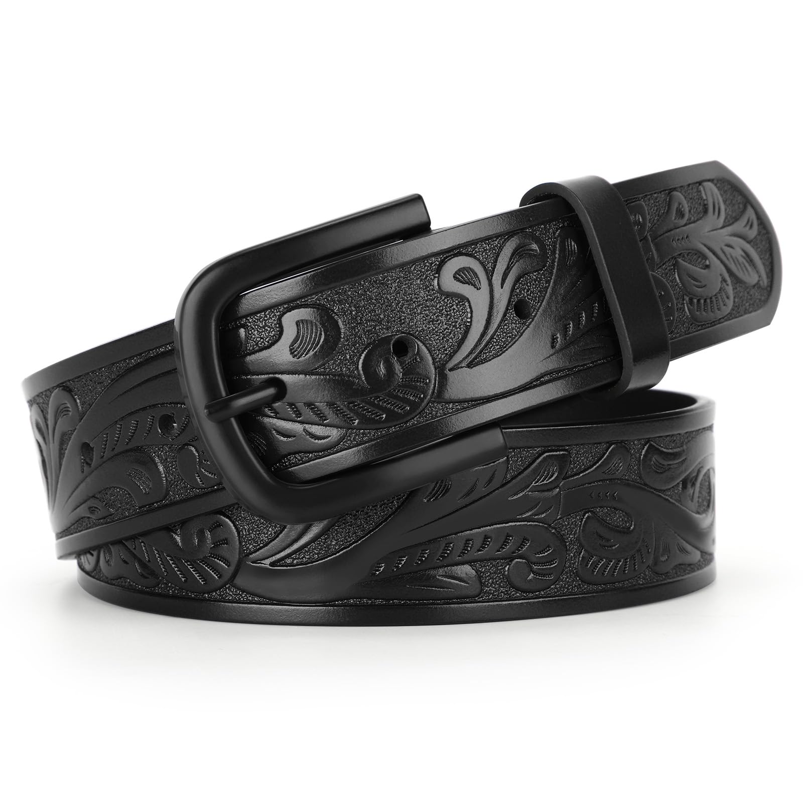VONMELLI Western Cowboy Belt for Men Women Cowboy PU Leather Belt Embossed Mens Western Belt for Jeans L Karis Fashions