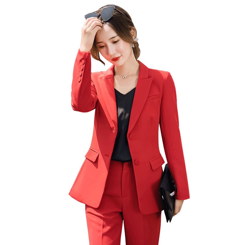 Red Women's Suit Set - Fashionable Work Attire 2020 Karis Fashions