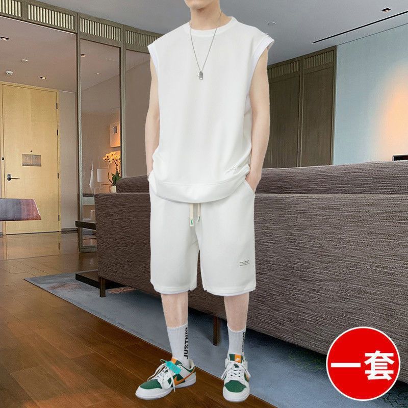 Men's Summer Waffle Set - Casual Sleeveless Outfit Karis Fashions