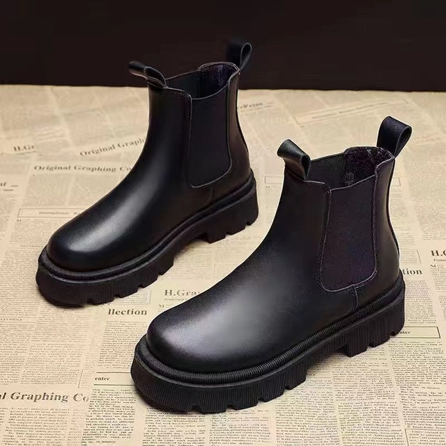 Women's Martin Short Boots - Thick-Soled British Style Karis Fashions