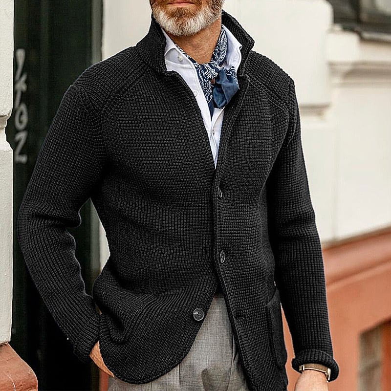 Men's Knitted Jacket with Stand Up Collar Cardigan Karis Fashions