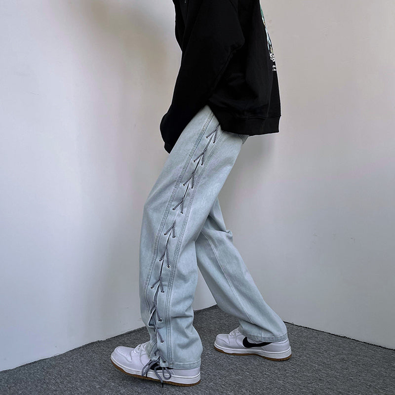 Niche Wide Leg American Jeans for Men in Hip Hop Style Karis Fashions