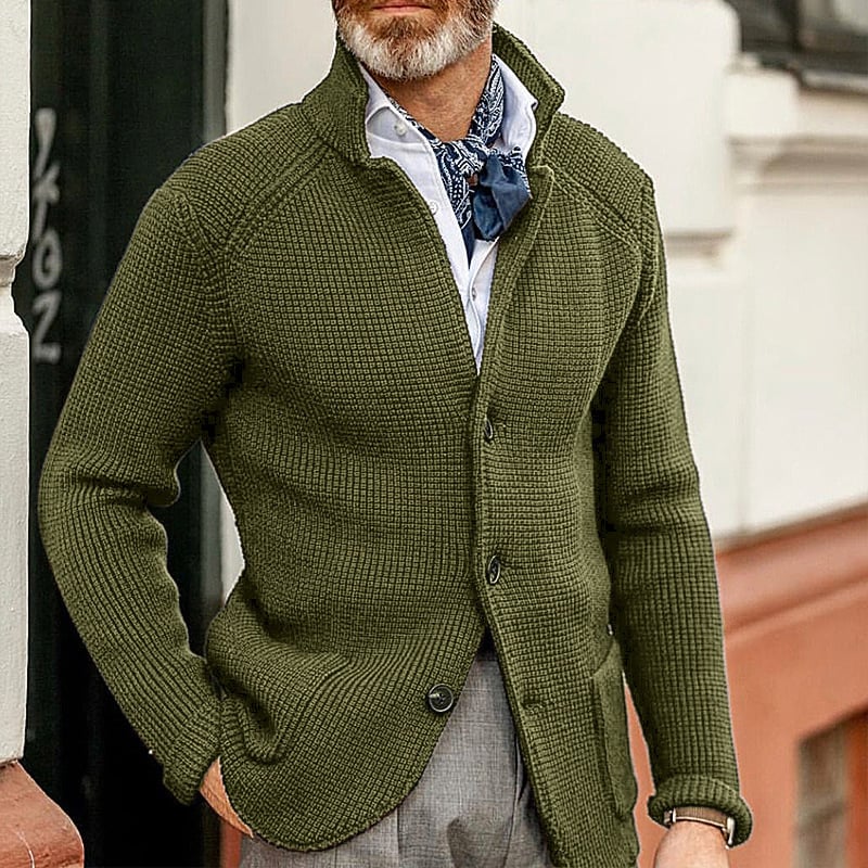 Men's Knitted Jacket with Stand Up Collar Cardigan Karis Fashions