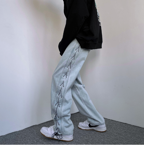 Niche Wide Leg American Jeans for Men in Hip Hop Style Karis Fashions