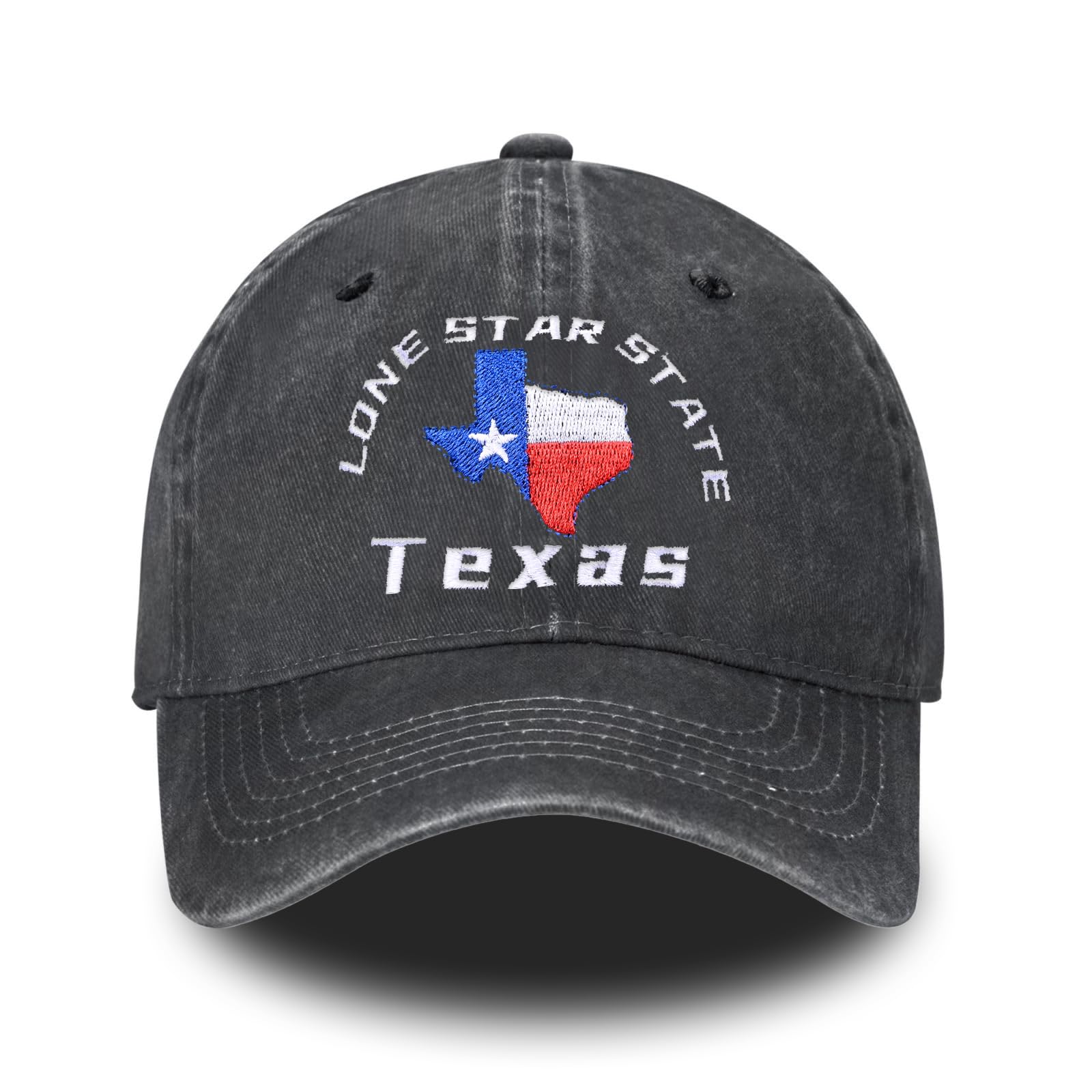Texas Flag Embroidered Baseball Cap for Women Men Lone Star State Vintage Adjustable Washed Distressed Denim Baseball Hat Karis Fashions