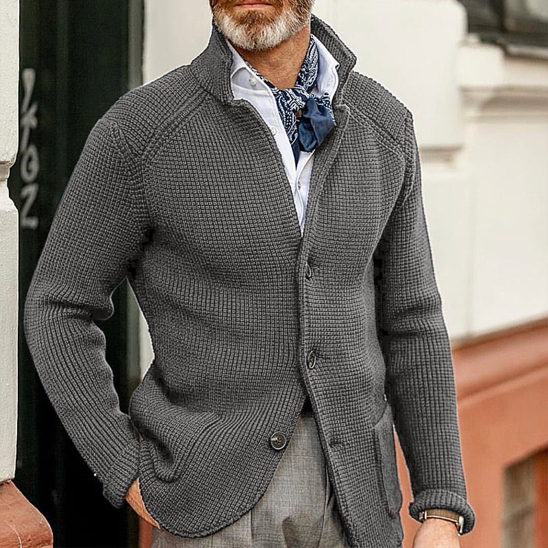 Men's Knitted Jacket with Stand Up Collar Cardigan Karis Fashions