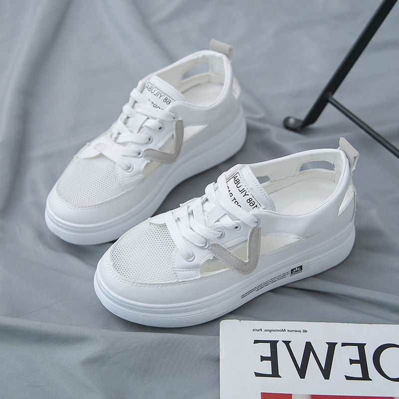 Thick-soled White Women's Casual Sports Shoes Karis Fashions