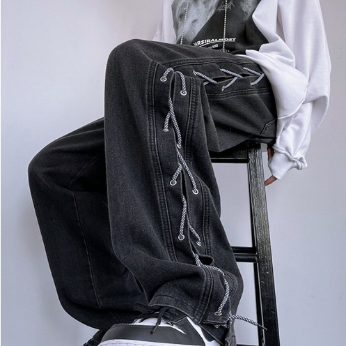Niche Wide Leg American Jeans for Men in Hip Hop Style Karis Fashions