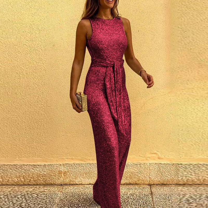 2024 Women's Sleeveless Sequin Jumpsuit Outfit Karis Fashions
