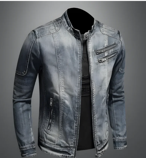 Men's Fashion Stand Collar Zip Embellished Jacket Karis Fashions