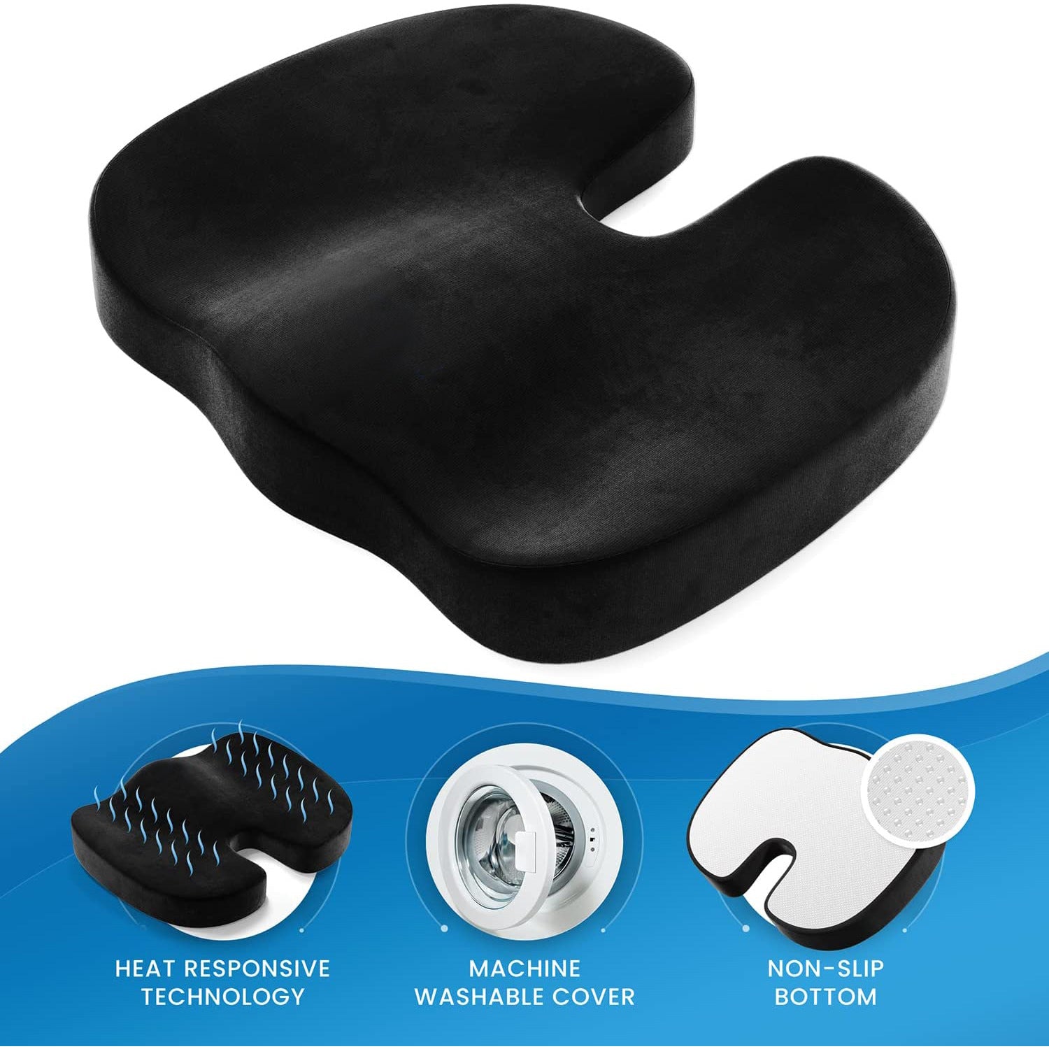 Memory Foam Seat Cushion for Office and Car Karis Fashions