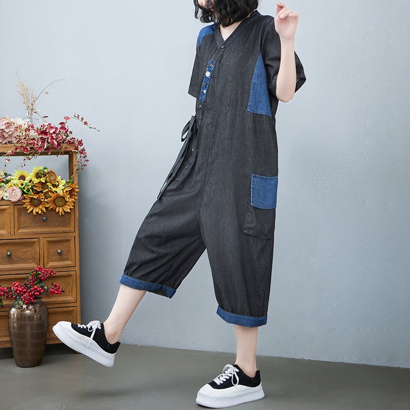 Women's Drawstring Denim Jumpsuit Fashion Outfit Karis Fashions