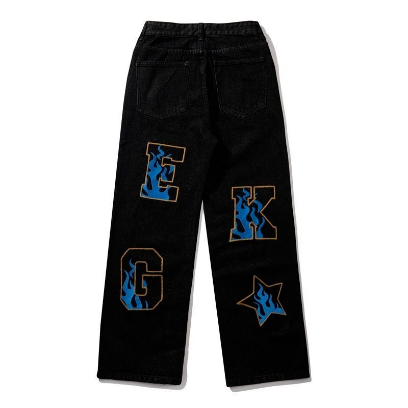 Retro American Hip-Hop Wide Leg Jeans for Men Karis Fashions