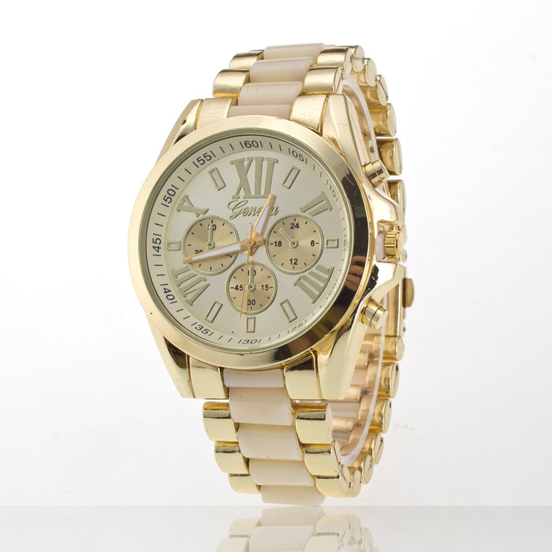Watch with Three Eyes and Steel Band, Geneva Style Karis Fashions