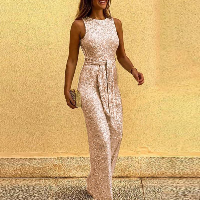 2024 Women's Sleeveless Sequin Jumpsuit Outfit Karis Fashions