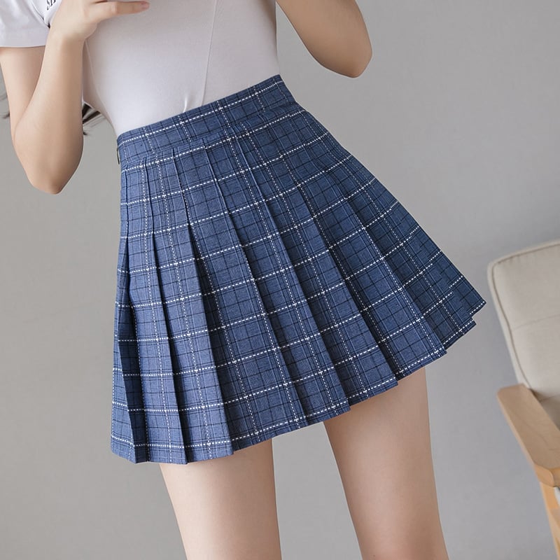 Black Anti-Glare Plaid A-Line Skirt Karis Fashions