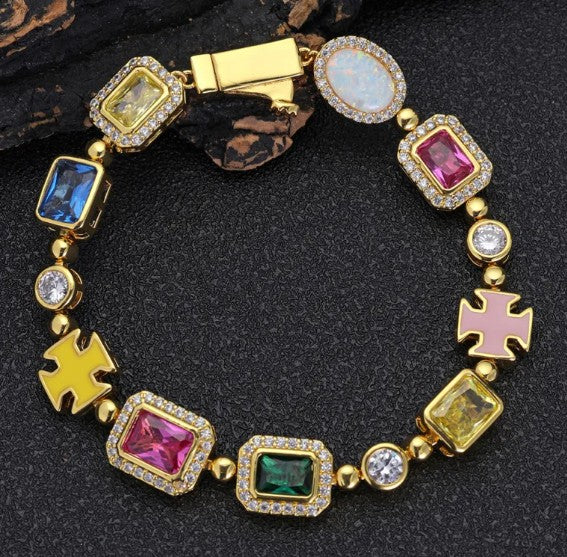 Gold-Plated Hip-Hop Gemstone Necklace Karis Fashions