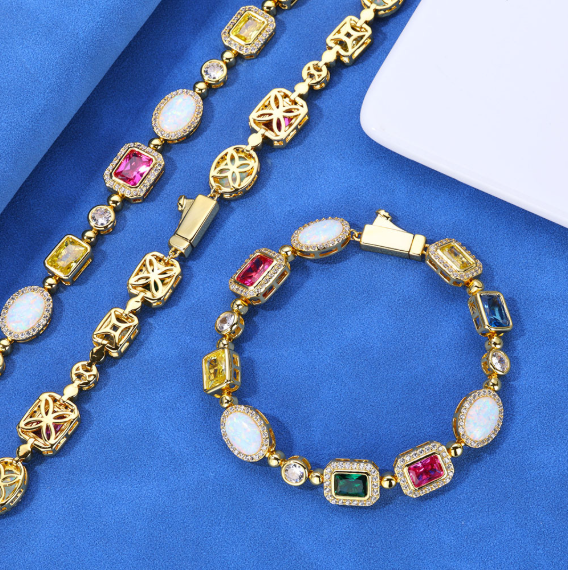 Gold-Plated Hip-Hop Gemstone Necklace Karis Fashions