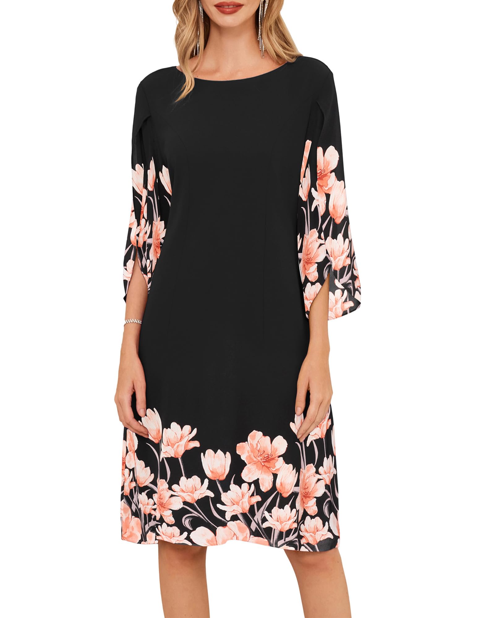 GRACE KARIN Elegant Women Dresses Summer 2024 Formal Dresses Black-Pink Flower 12 Karis Fashions