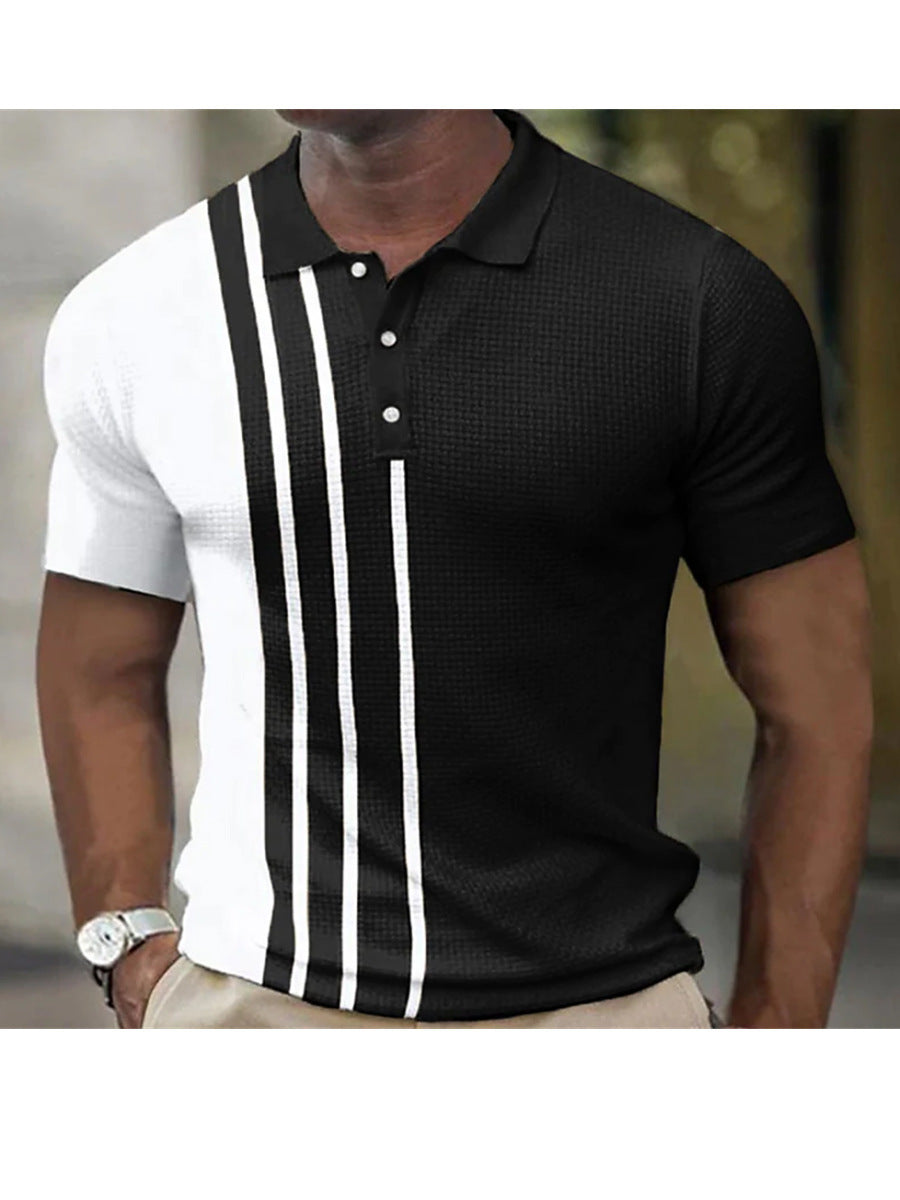 Men's 3D Digital Print Fashion Striped Polo Shirt Karis Fashions