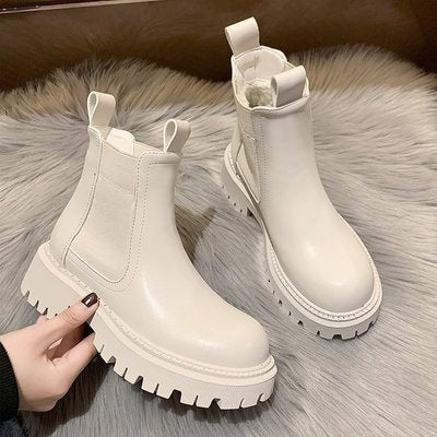 Women's Martin Short Boots - Thick-Soled British Style Karis Fashions