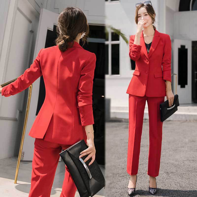 Red Women's Suit Set - Fashionable Work Attire 2020 Karis Fashions