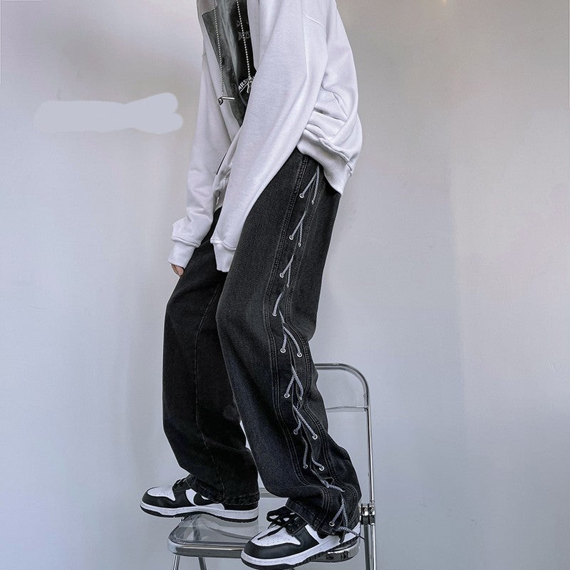 Niche Wide Leg American Jeans for Men in Hip Hop Style Karis Fashions