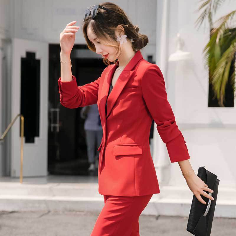 Red Women's Suit Set - Fashionable Work Attire 2020 Karis Fashions
