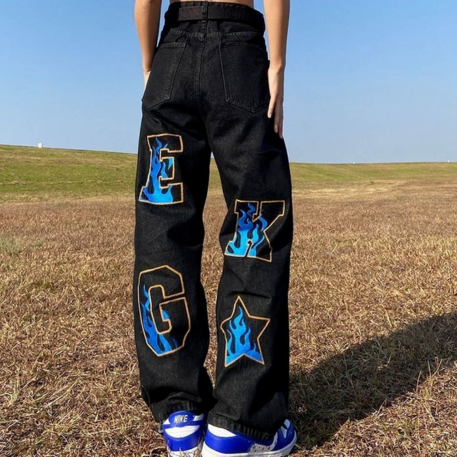 Retro American Hip-Hop Wide Leg Jeans for Men Karis Fashions